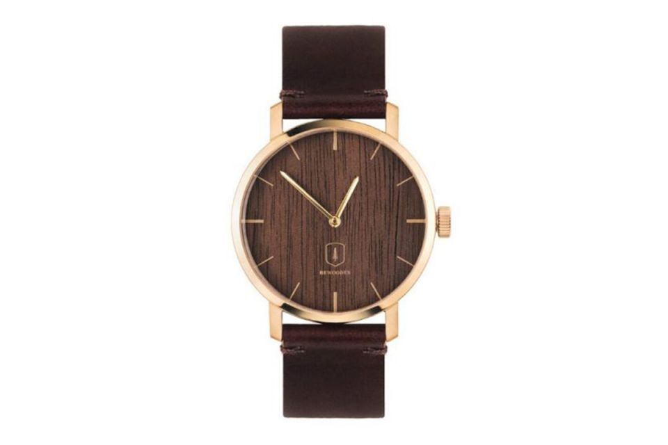 Elegante Uhr "Aurum" mit Holzzifferblatt